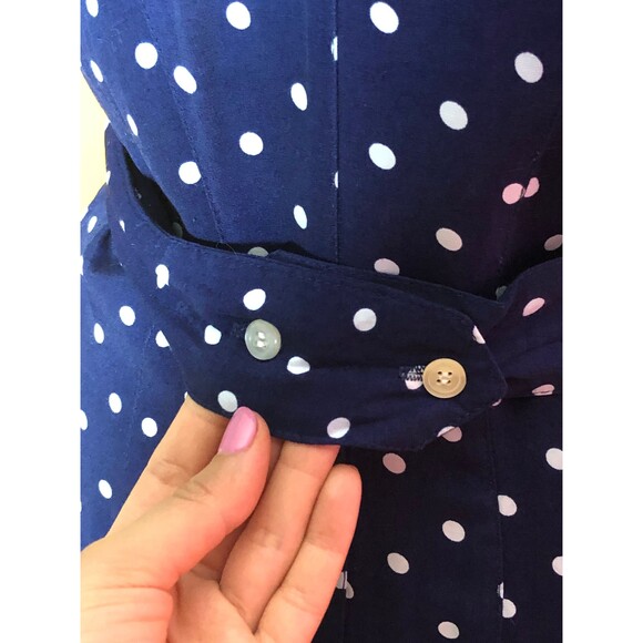 1970s-1980s 40s StylePolka Dot Drop Waist Button Up Back Peplum Dress. S-M AS IS - Picture 10 of 10